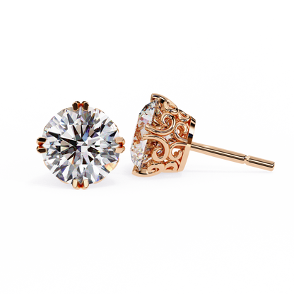 Aurora Frost – Round Lab Diamond Halo Stud Earrings