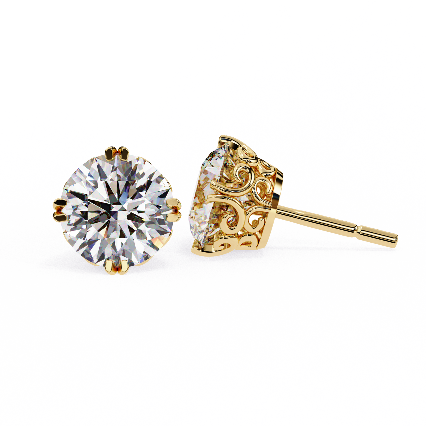 Aurora Frost – Round Lab Diamond Halo Stud Earrings