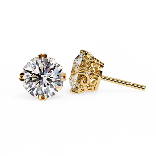 Aurora Frost – Round Lab Diamond Halo Stud Earrings