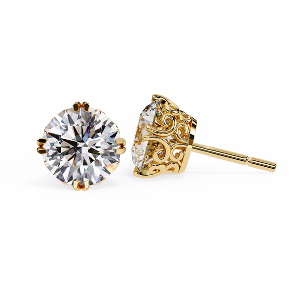 Aurora Frost – Round Diamond Halo Stud Earrings