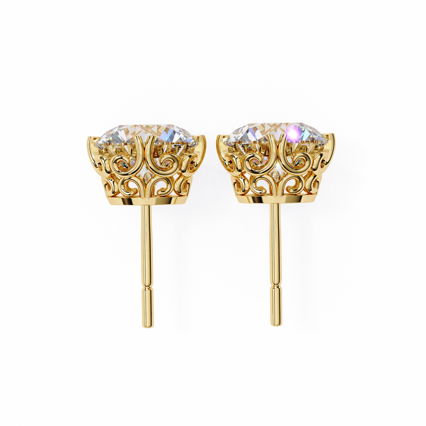Aurora Frost – Round Lab Diamond Halo Stud Earrings
