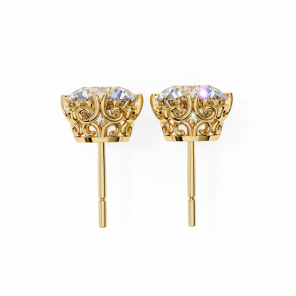 Aurora Frost – Round Lab Diamond Halo Stud Earrings