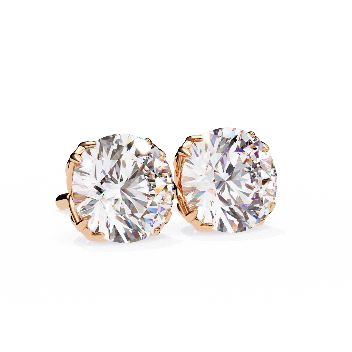 Solstice Glint – Round Lab Diamond Classic Halo Studs