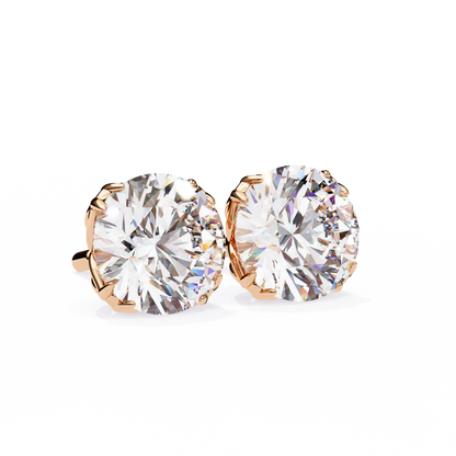 Solstice Glint – Round Lab Diamond Classic Halo Studs