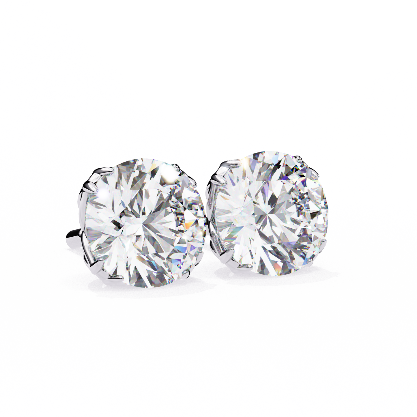 Solstice Glint – Round Lab Diamond Classic Halo Studs