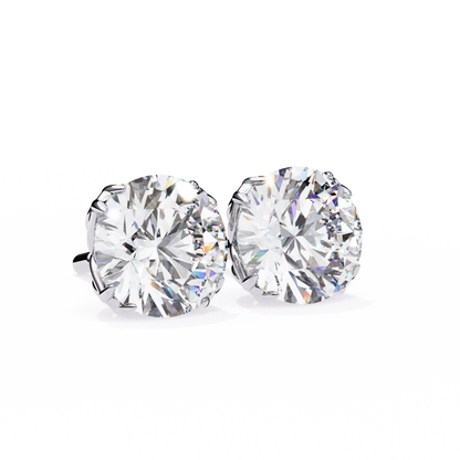 Solstice Glint – Round Lab Diamond Classic Halo Studs
