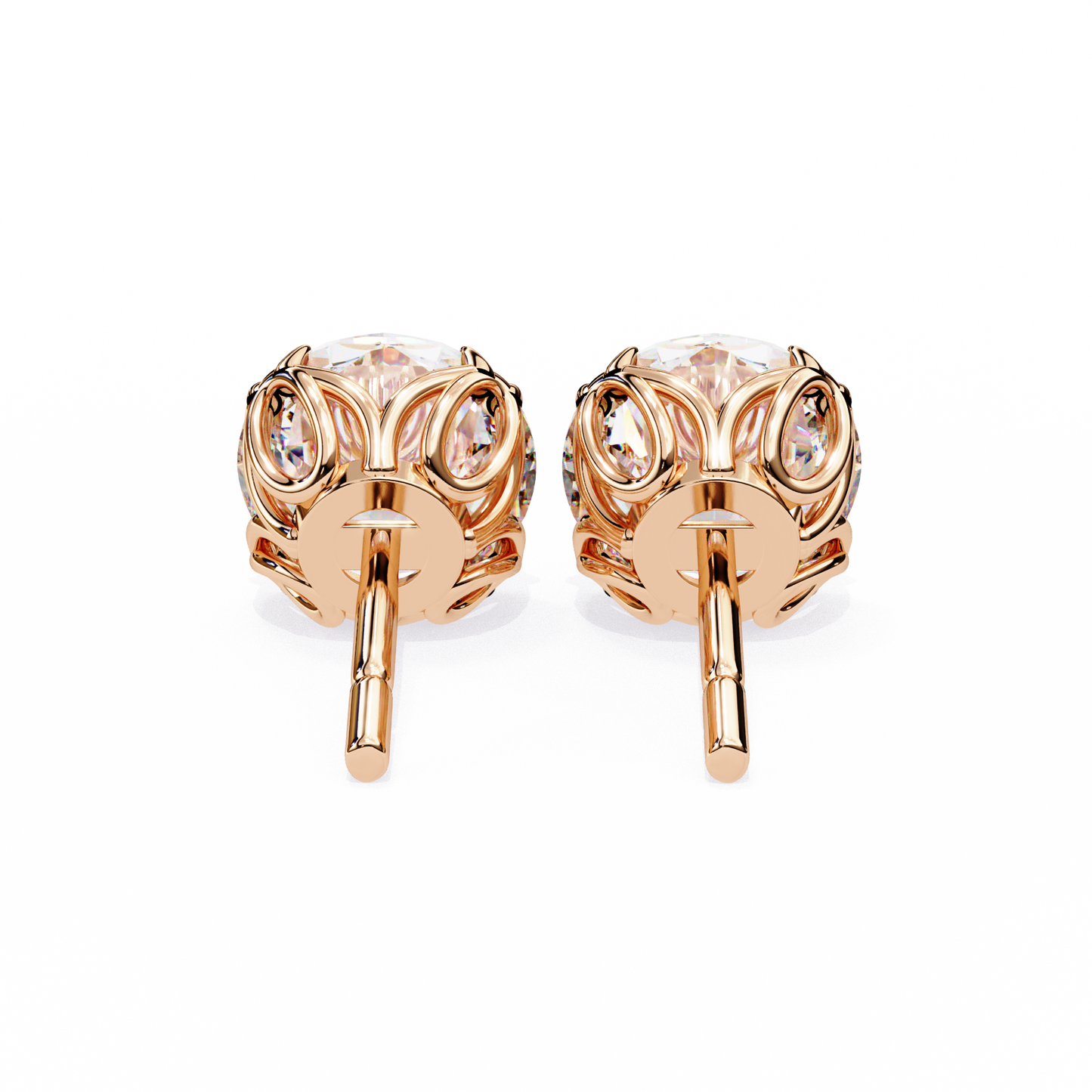 Solstice Glint – Round Lab Diamond Classic Halo Studs