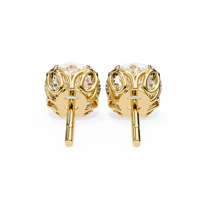 Solstice Glint – Round Lab Diamond Classic Halo Studs