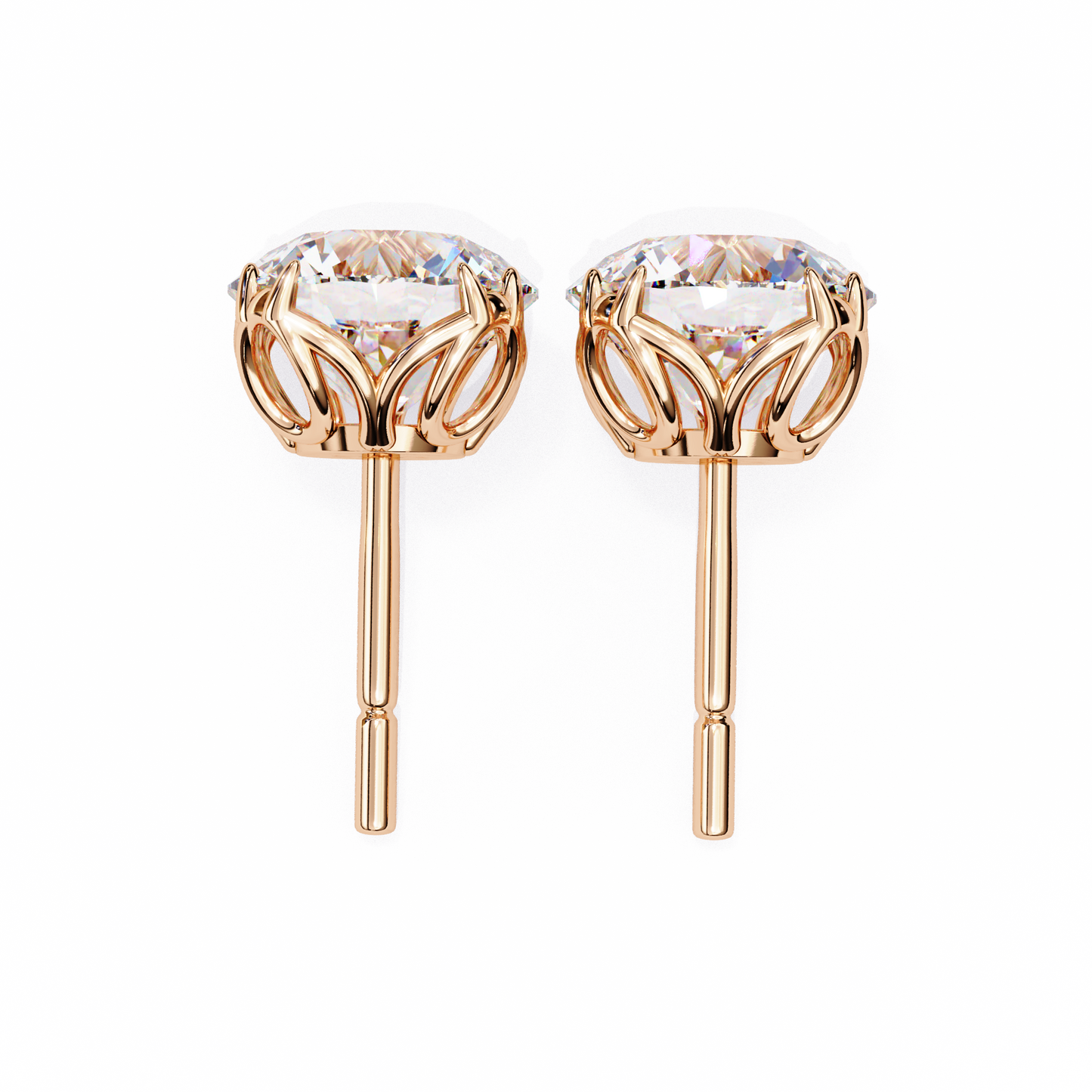 Solstice Glint – Round Lab Diamond Classic Halo Studs