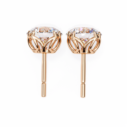 Solstice Glint – Round Lab Diamond Classic Halo Studs