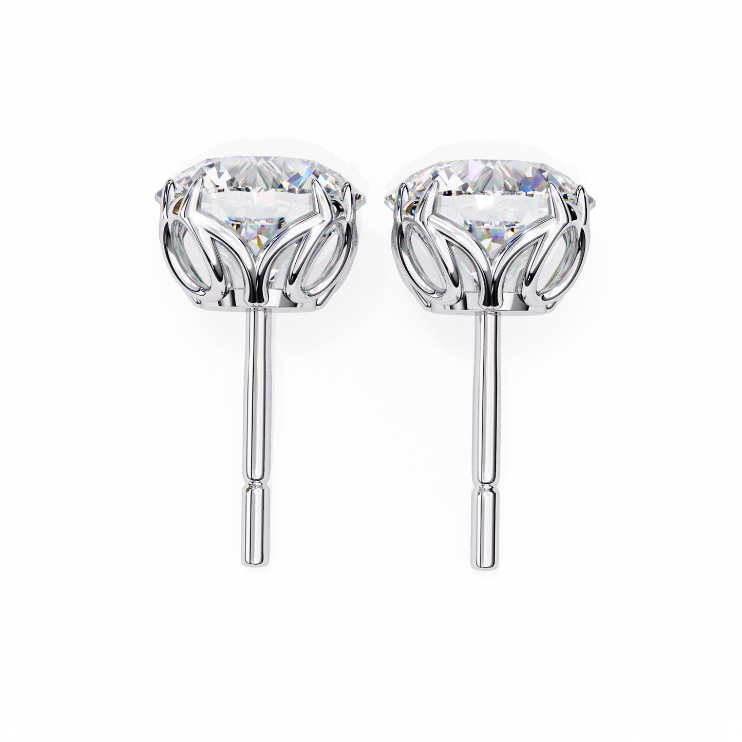 Solstice Glint – Round Lab Diamond Classic Halo Studs