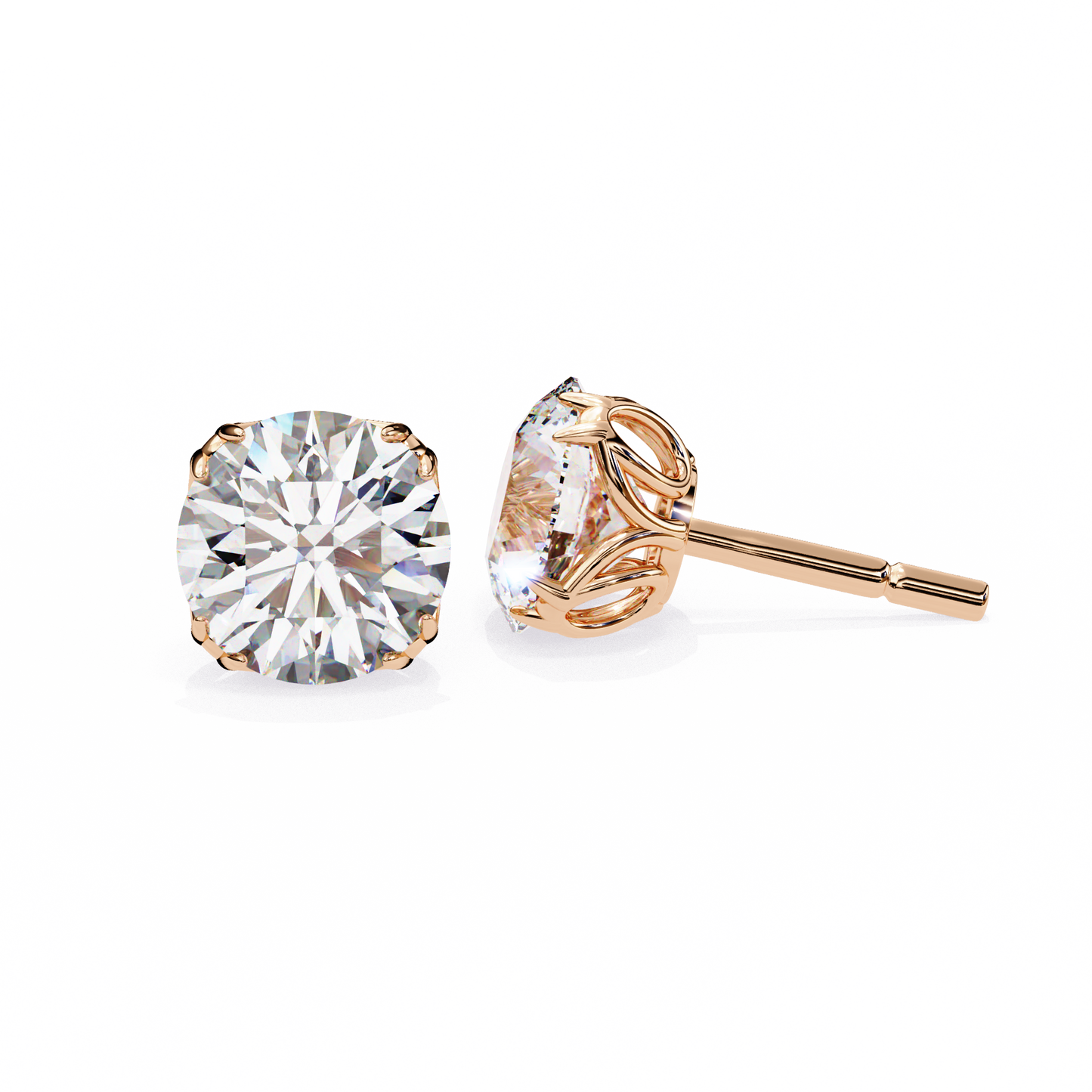 Solstice Glint – Round Lab Diamond Classic Halo Studs