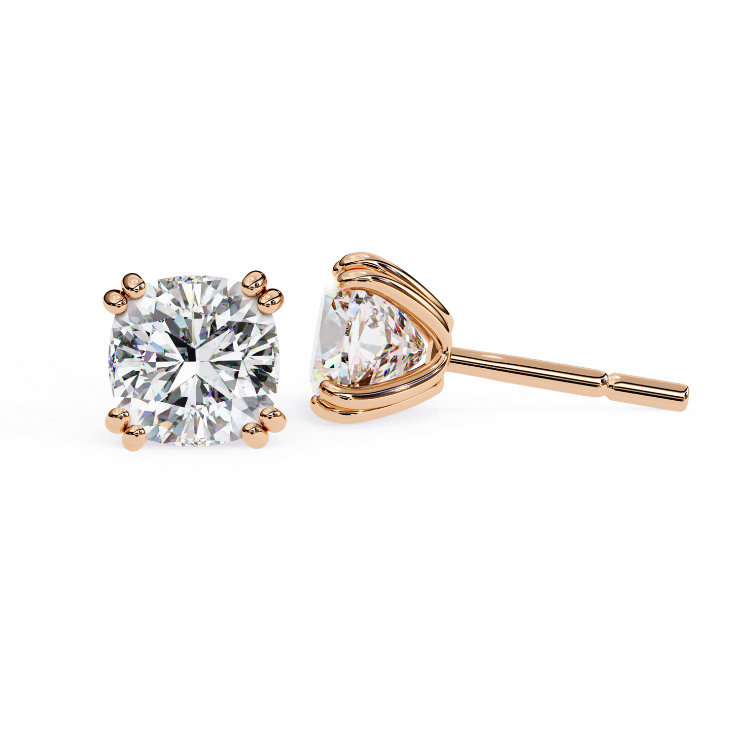 Luna Petal – Round Lab Diamond Floral Halo Studs