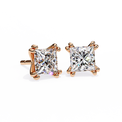 Crownlight – Princess Cut Lab Diamond Studs with Framed Halo