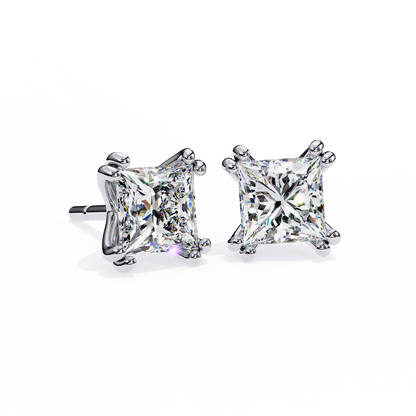 Crownlight – Princess Cut Lab Diamond Studs with Framed Halo