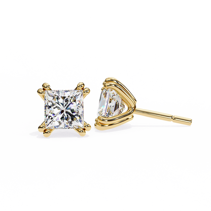Crownlight – Princess Cut Lab Diamond Studs with Framed Halo