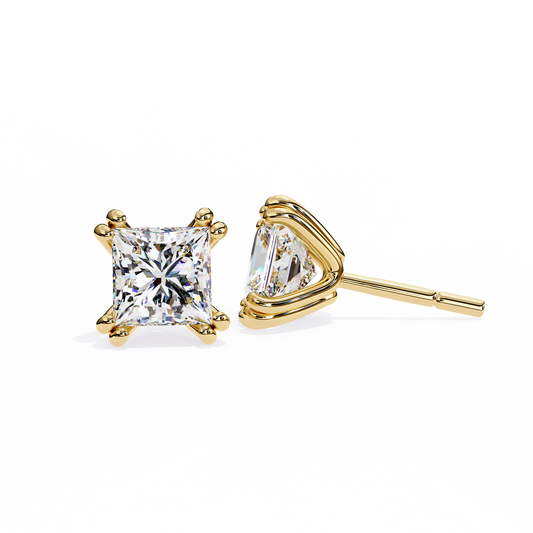 Crownlight – Princess Cut Lab Diamond Studs with Framed Halo