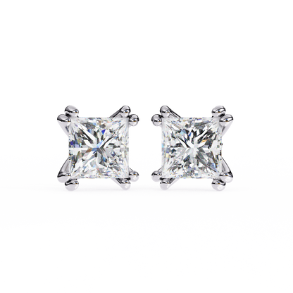 Crownlight – Princess Cut Lab Diamond Studs with Framed Halo