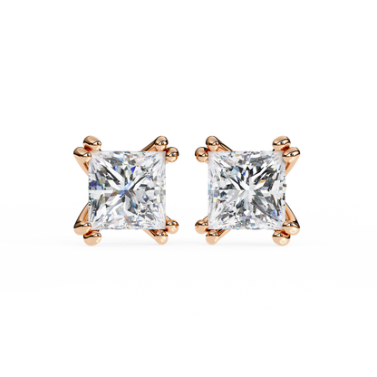 Crownlight – Princess Cut Lab Diamond Studs with Framed Halo