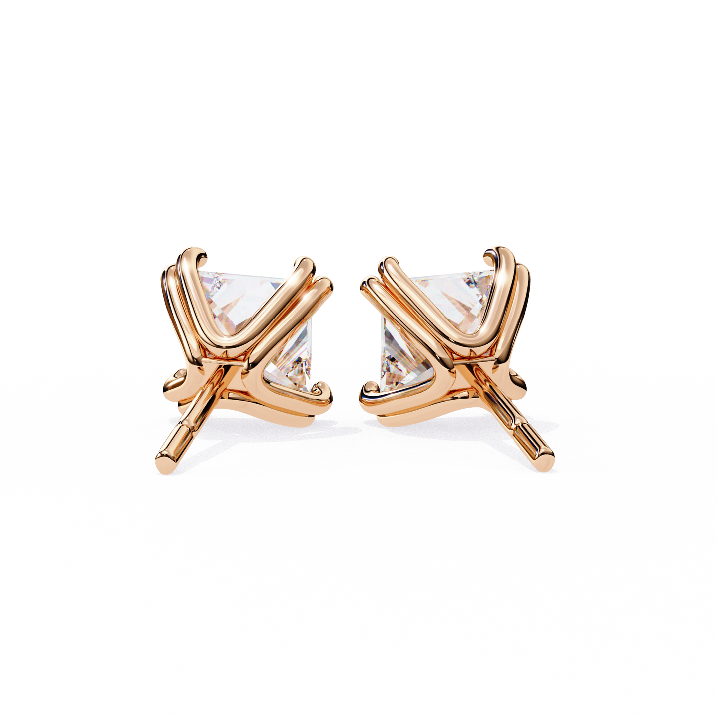 Crownlight – Princess Cut Lab Diamond Studs with Framed Halo