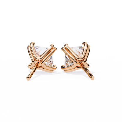 Crownlight – Princess Cut Lab Diamond Studs with Framed Halo