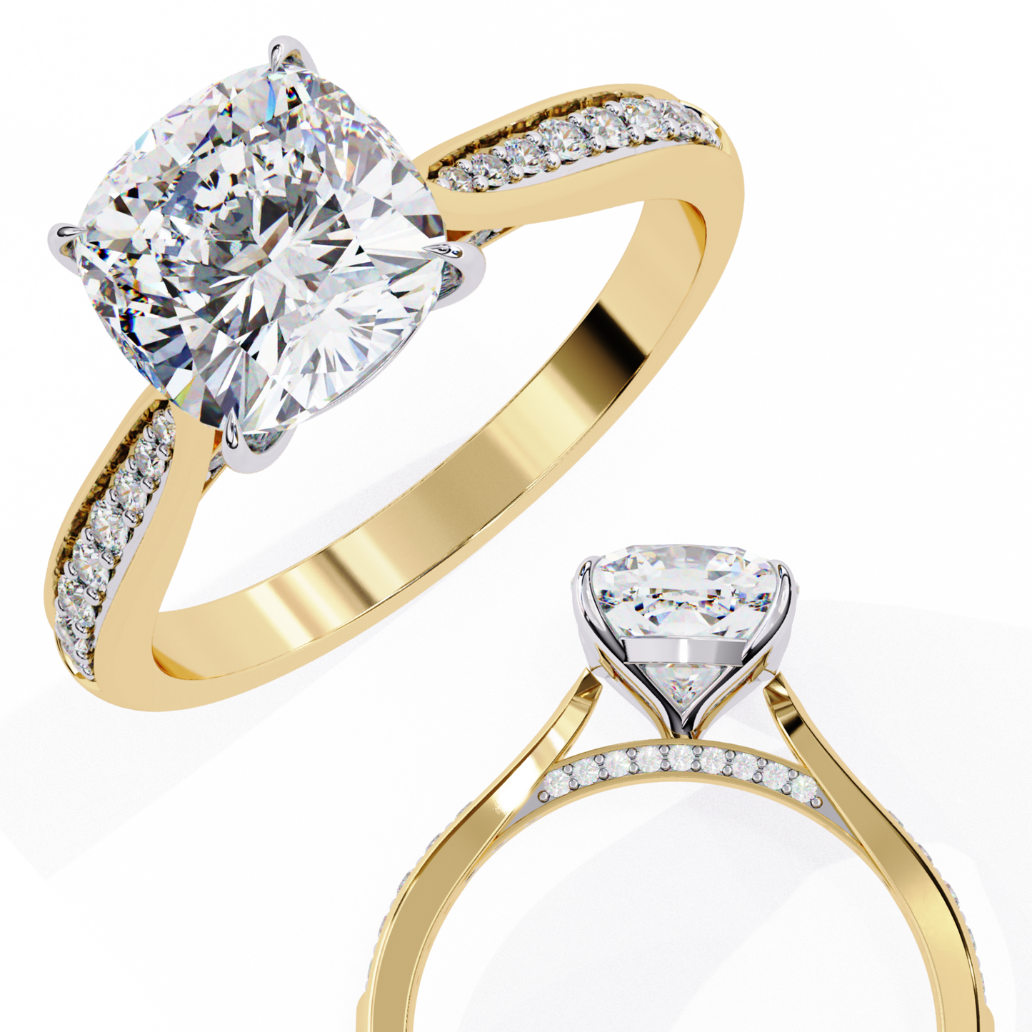 Cushion Orbit – Lab Diamond Frame Band in 14K Gold