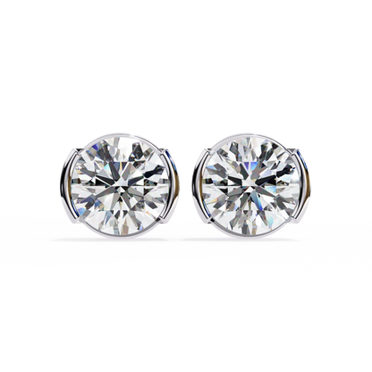 Side Bezel 2.5 ct Round Earring