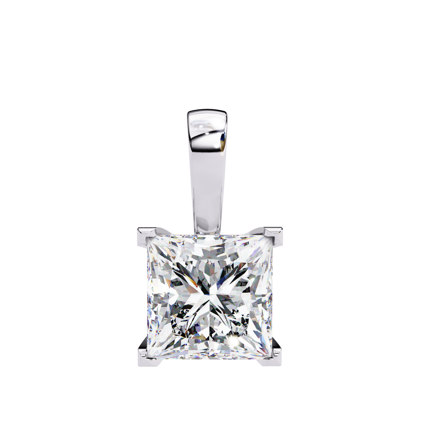 Crown Prism – Princess Cut Lab Diamond Solitaire Chain Pendant