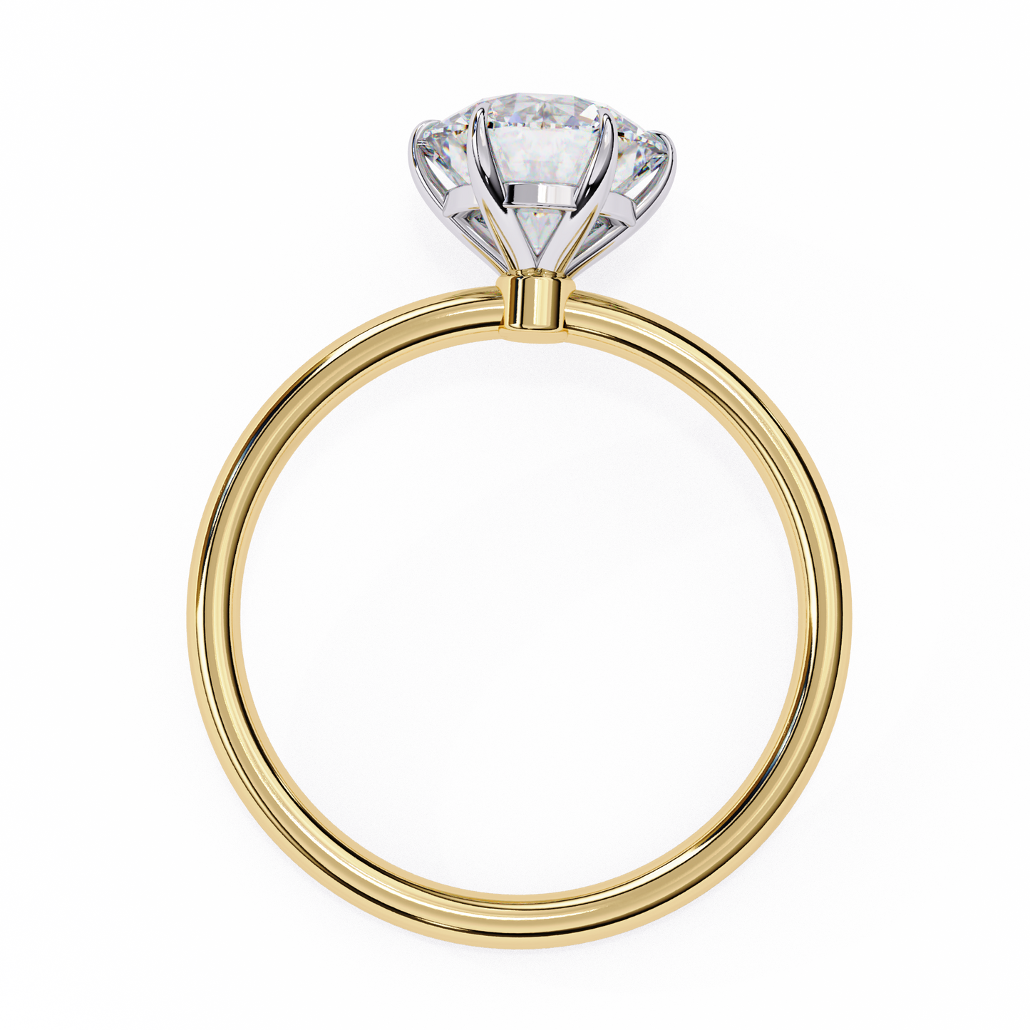 Brilliance Set – Round Lab Diamond Sleek Solitaire Ring in 14K