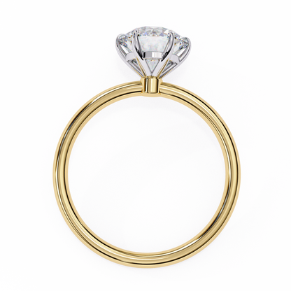 Brilliance Set – Round Lab Diamond Sleek Solitaire Ring in 14K