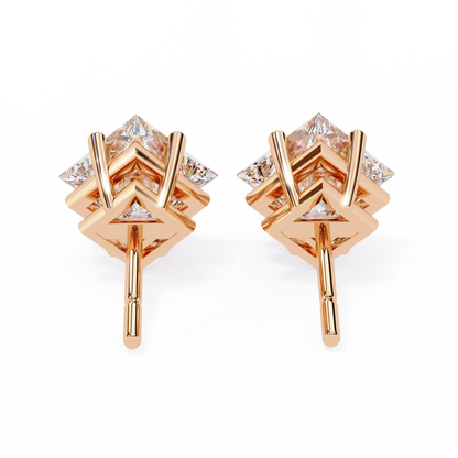 Regal Square – Princess Cut Lab Diamond Stud Earrings
