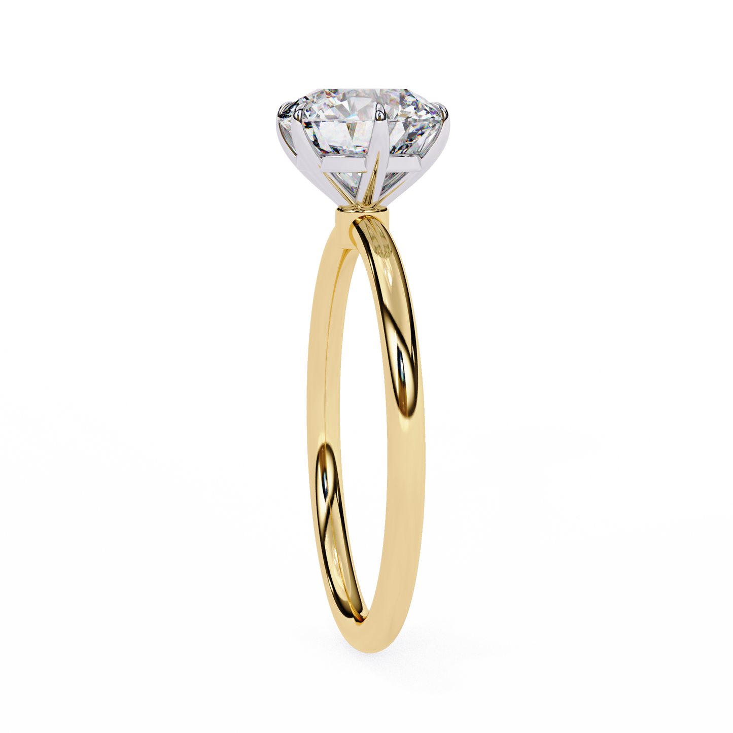 Brilliance Set – Round Lab Diamond Sleek Solitaire Ring in 14K
