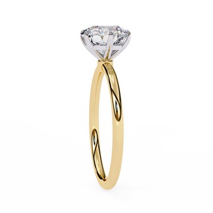 Brilliance Set – Round Lab Diamond Sleek Solitaire Ring in 14K