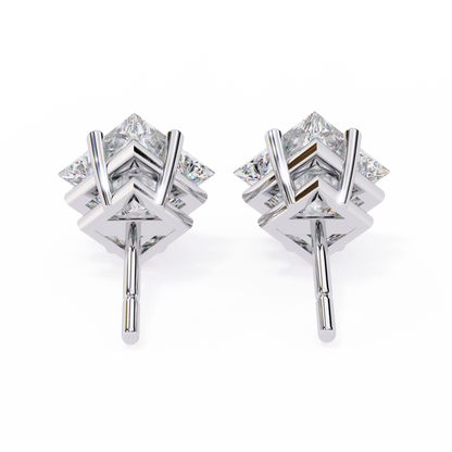 Regal Square – Princess Cut Lab Diamond Stud Earrings