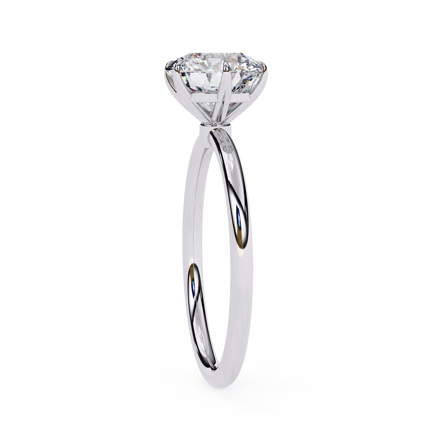 Brilliance Set – Round Lab Diamond Sleek Solitaire Ring in 14K