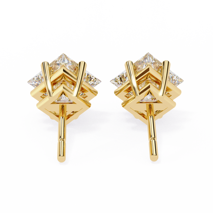 Regal Square – Princess Cut Lab Diamond Stud Earrings