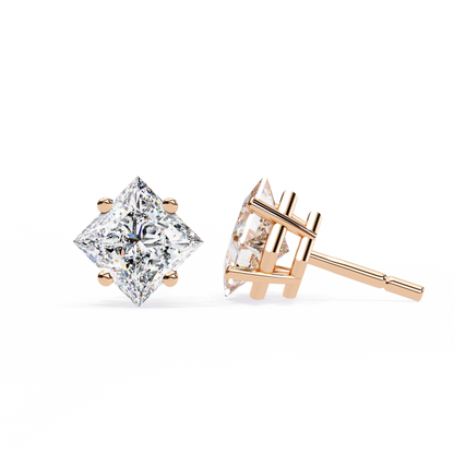 Regal Square – Princess Cut Lab Diamond Stud Earrings