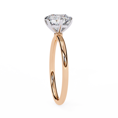 Brilliance Set – Round Lab Diamond Sleek Solitaire Ring in 14K