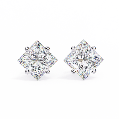 Regal Square – Princess Cut Lab Diamond Stud Earrings