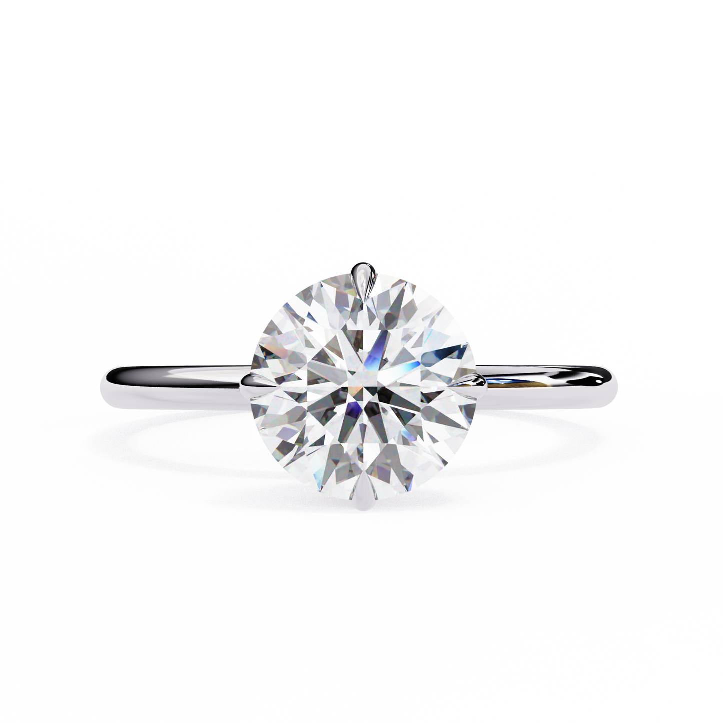 Brilliance Set – Round Lab Diamond Sleek Solitaire Ring in 14K