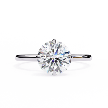 Brilliance Set – Round Lab Diamond Sleek Solitaire Ring in 14K