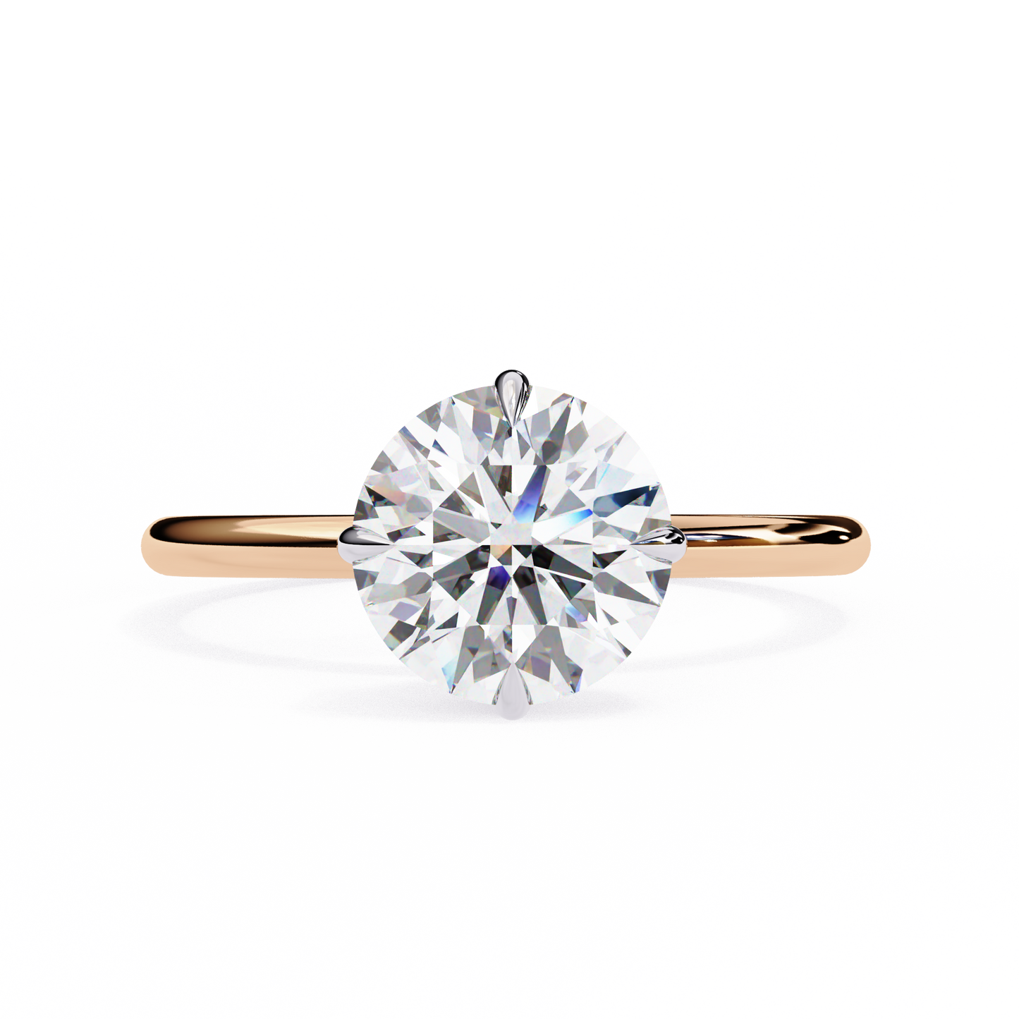 Brilliance Set – Round Lab Diamond Sleek Solitaire Ring in 14K
