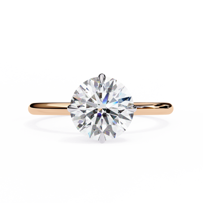 Brilliance Set – Round Lab Diamond Sleek Solitaire Ring in 14K