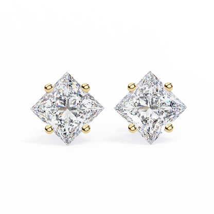 Regal Square – Princess Cut Lab Diamond Stud Earrings