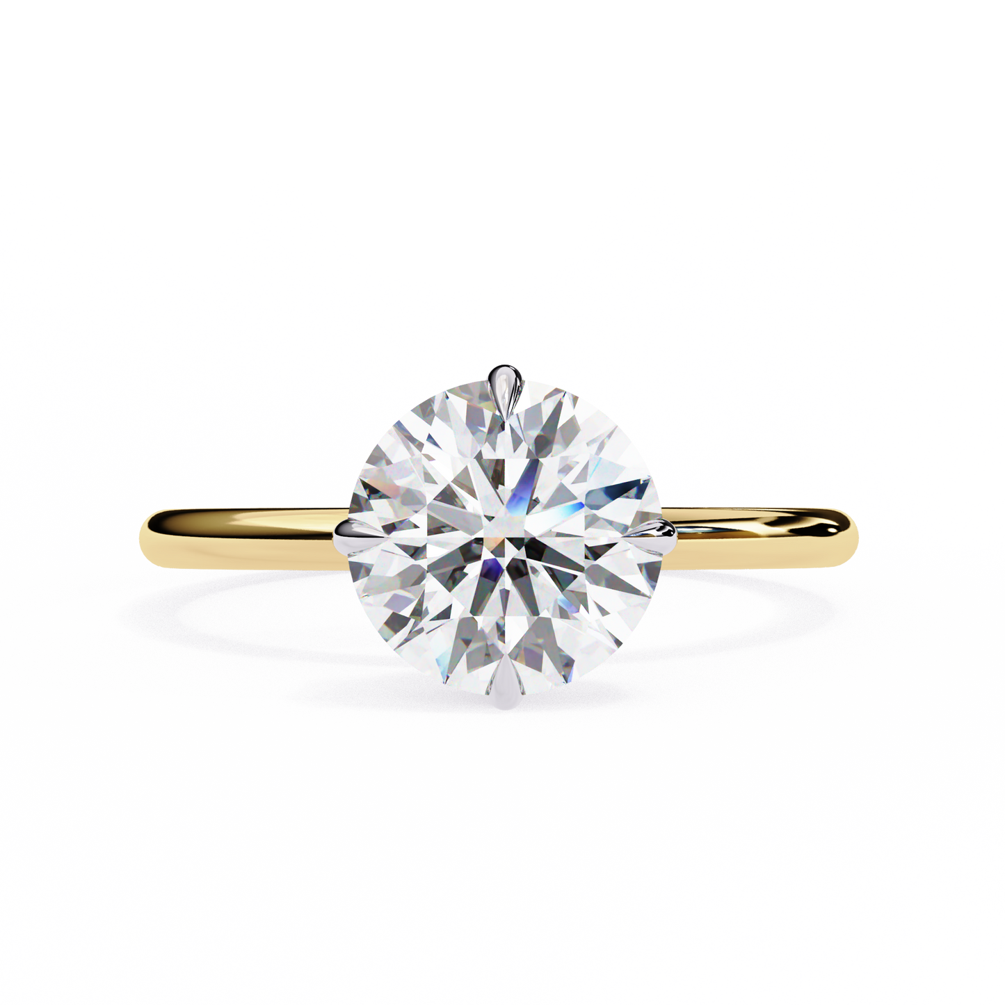 Brilliance Set – Round Lab Diamond Sleek Solitaire Ring in 14K