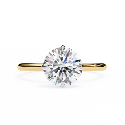 Brilliance Set – Round Lab Diamond Sleek Solitaire Ring in 14K