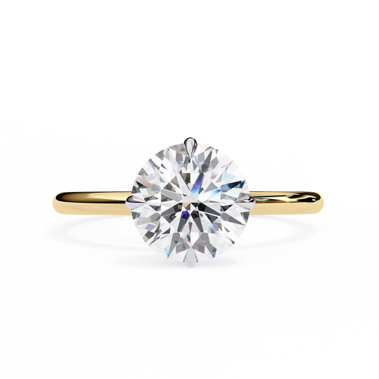 Brilliance Set – Round Lab Diamond Sleek Solitaire Ring in 14K
