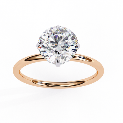 Brilliance Set – Round Lab Diamond Sleek Solitaire Ring in 14K