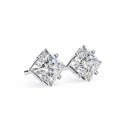 Regal Square – Princess Cut Lab Diamond Stud Earrings