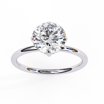 Brilliance Set – Round Lab Diamond Sleek Solitaire Ring in 14K